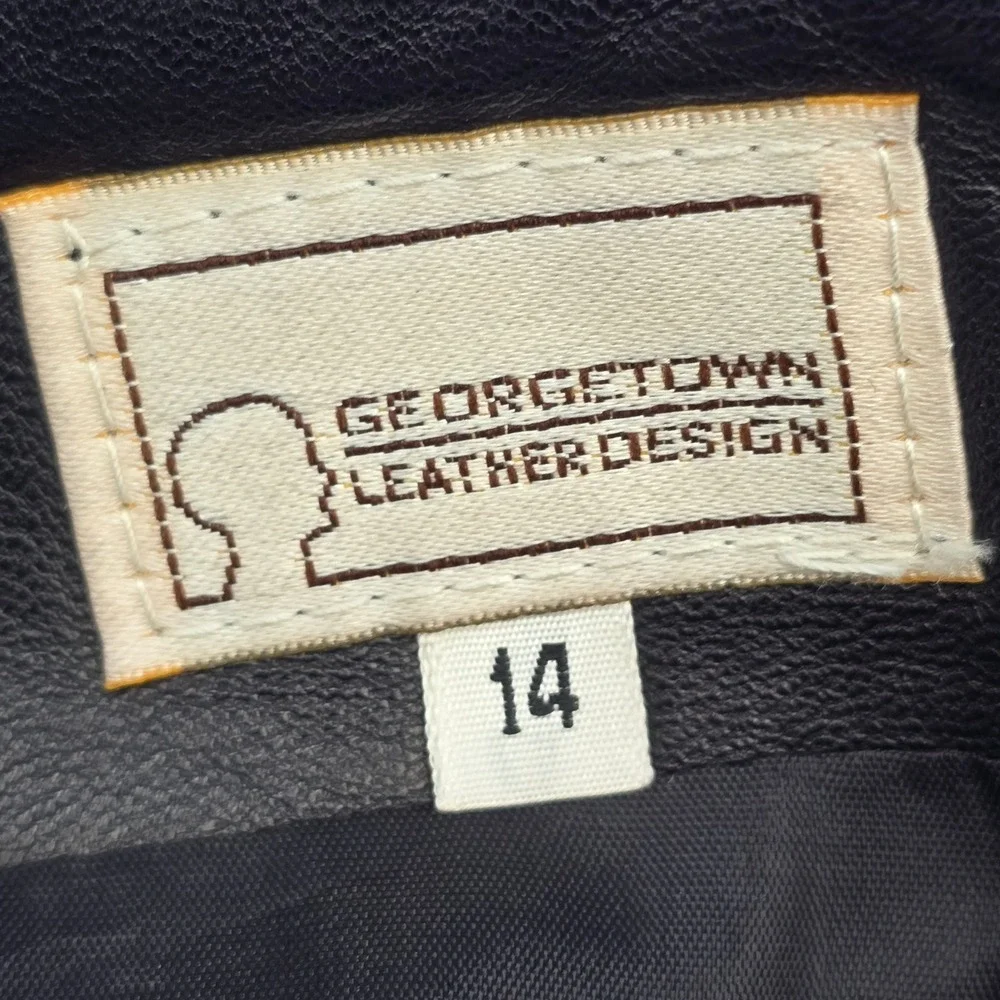 Georgetown Leather Design Vintage Black Leather V-Yoke Pencil Skirt 14 fits‎ 6